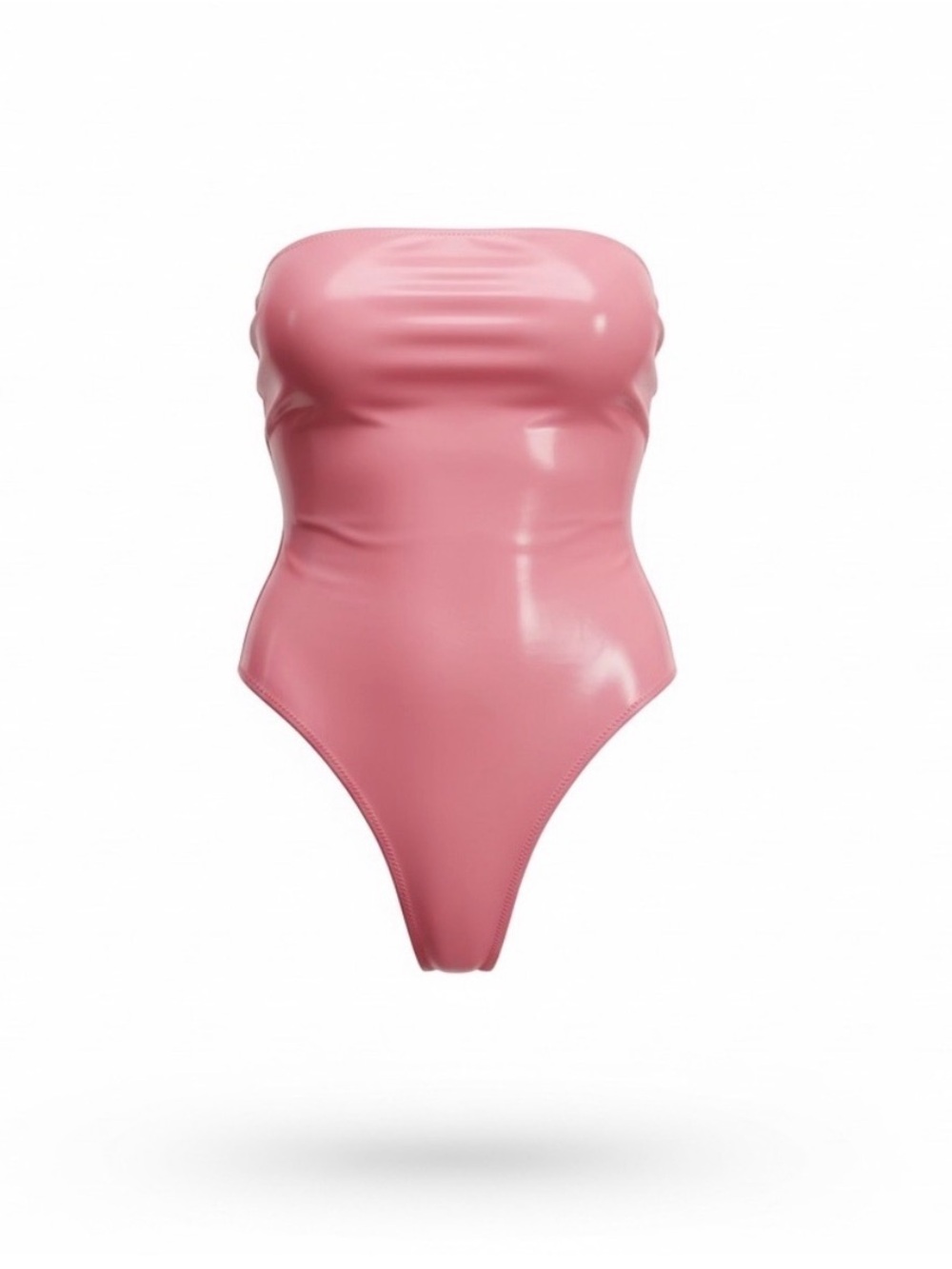 Naked Wardrobe Barbie Pink Strapless Vinyl One-Piece Swimsuit NWT